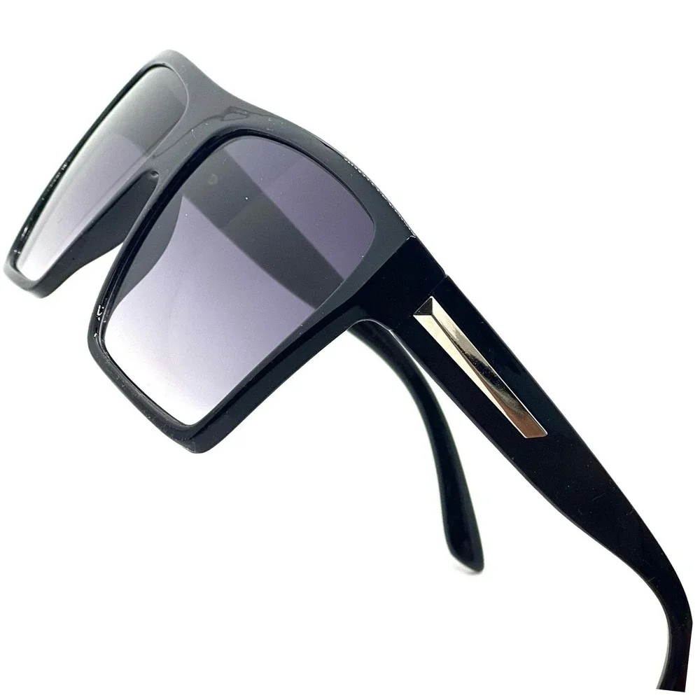 Oversized Square Sunglasses Black Fashion Flat Top Shades Luxury Trendy Men 2026